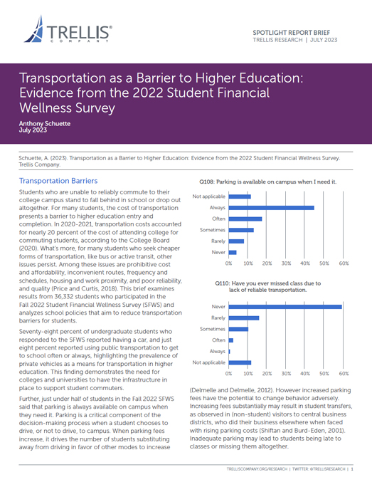 Transportation as a Barrier to Higher Education Trellis Strategies