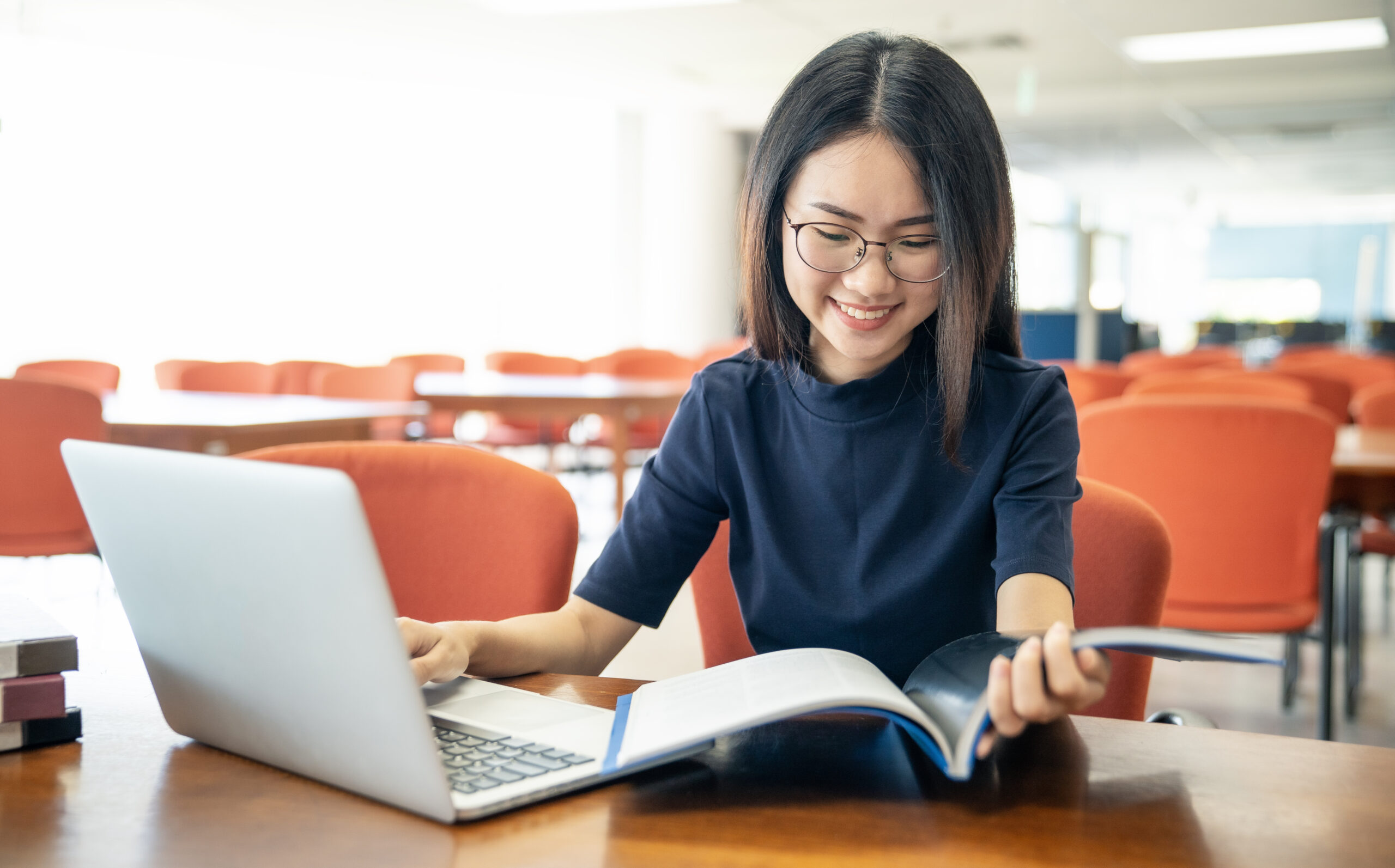 Back to school education knowledge college university concept, Young women working and used computer, Working concept. -trellis-strategies